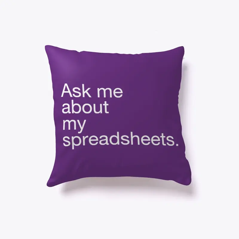 Spreadsheets pillow (dark)