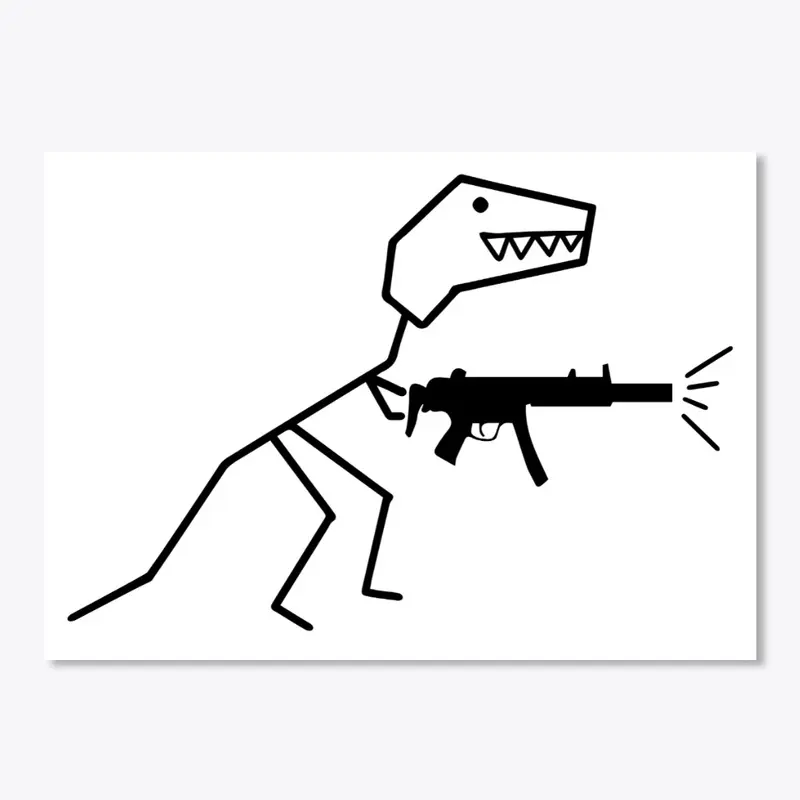 Sticker - dino with gun